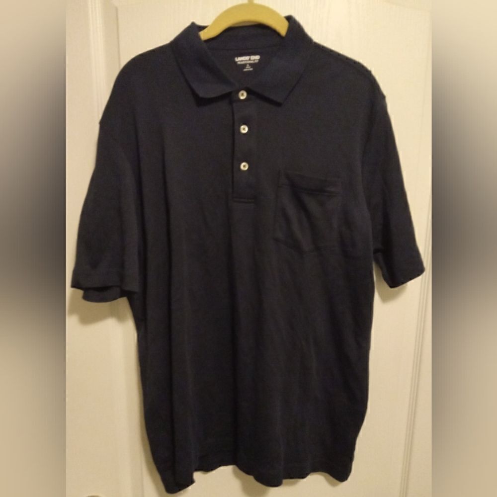 Lands’ End Large Navy Polo Shirt” Unisex NWOT